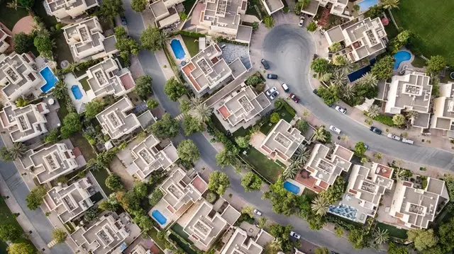 Aerial shot architecture of a Village Aerial shot architecture of a Village