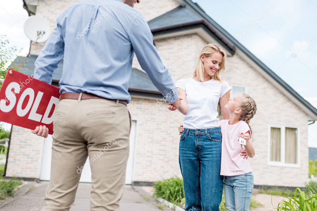 Woman daughter buying new house