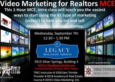 Video Marketing for Realtors MCE September