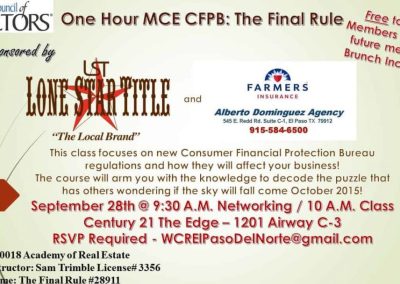One Hour MCE CFBP: The Final Rule